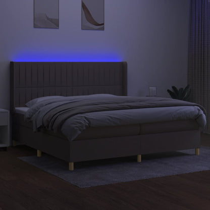 Letto a Molle Materasso e LED tortora 200x200cm in Tessuto - homemem39