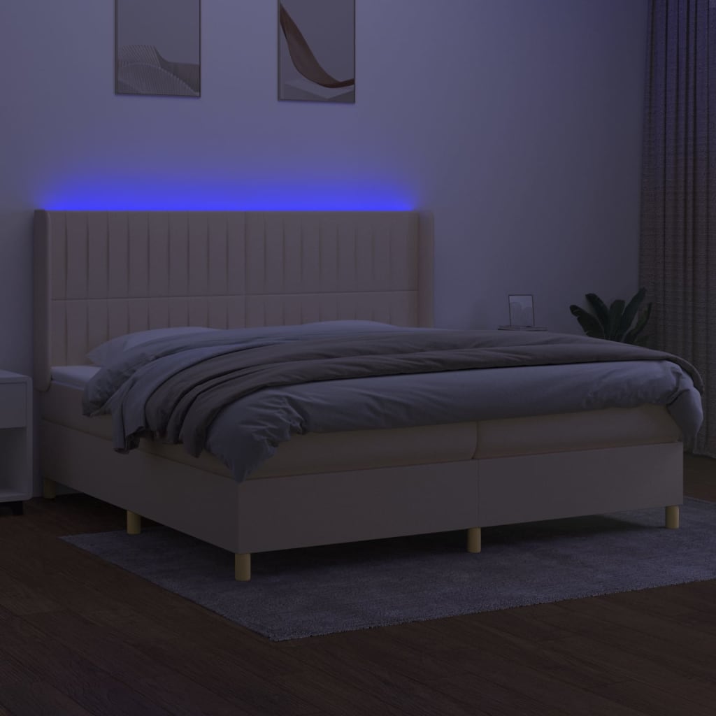 Letto a Molle Materasso e LED bianco 200x200cm in Tessuto - homemem39