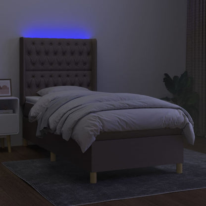 Letto a Molle con Materasso e LED Tortora 80x200 cm in Tessuto - homemem39