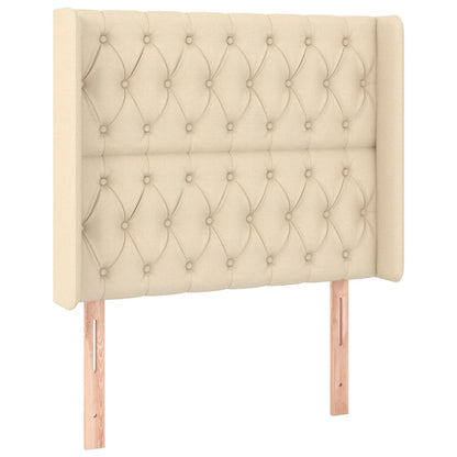 Letto a Molle con Materasso e LED Crema 90x190 cm in Tessuto