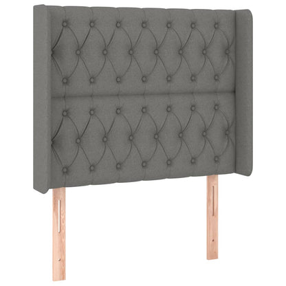 Letto a Molle Materasso e LED Grigio Scuro 100x200cm in Tessuto