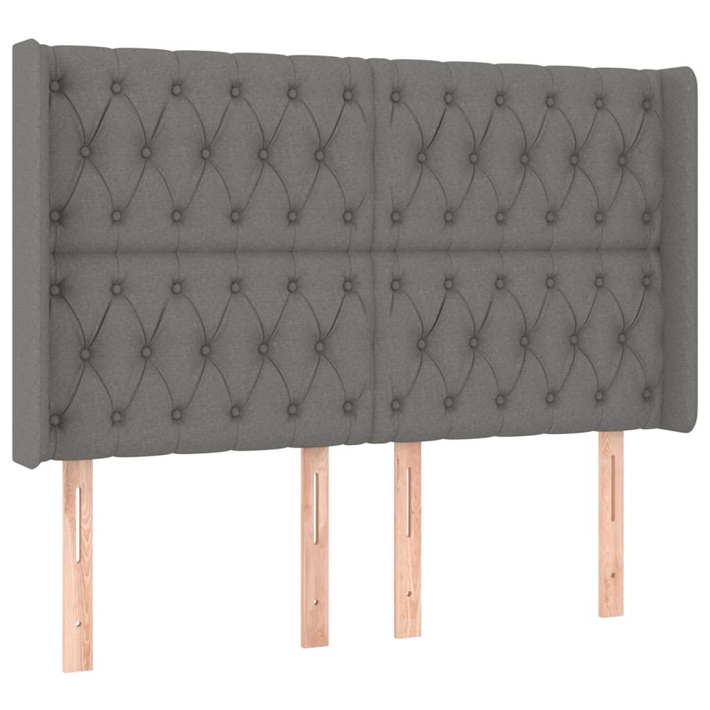 Letto a Molle Materasso e LED Grigio Scuro 140x190cm in Tessuto