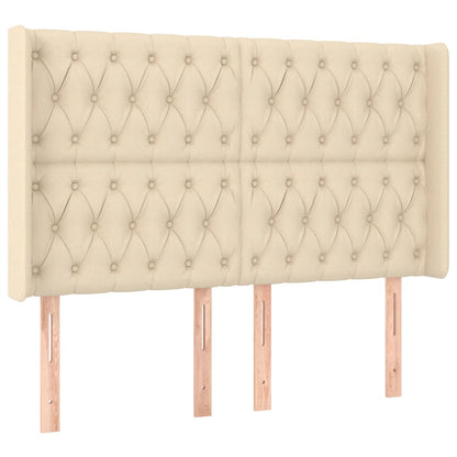Letto a Molle con Materasso e LED Crema 140x190 cm in Tessuto | homemem39