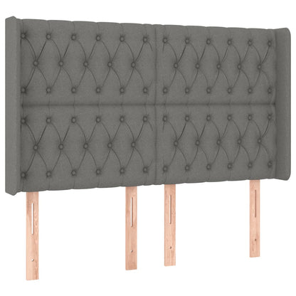 Letto a Molle Materasso e LED Grigio Scuro 140x200cm in Tessuto
