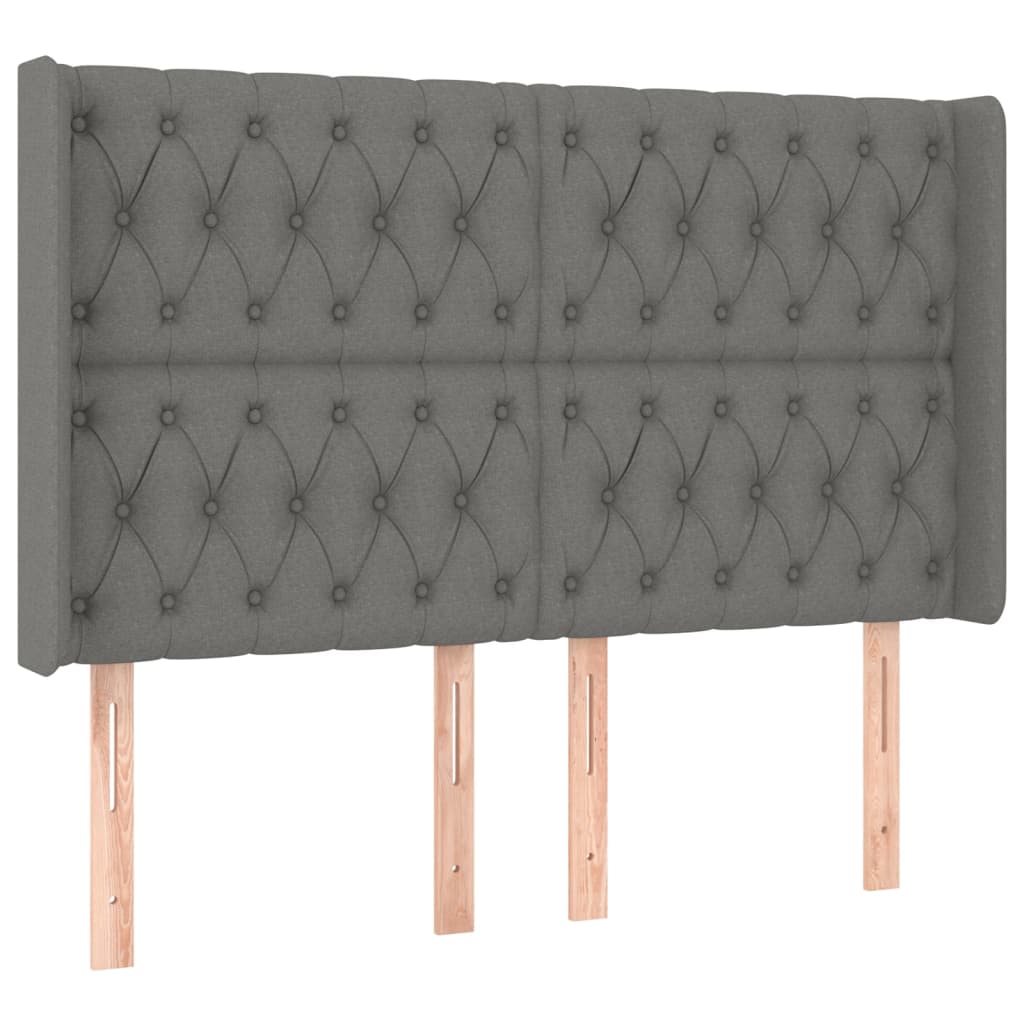 Letto a Molle Materasso e LED Grigio Scuro 160x200cm in Tessuto