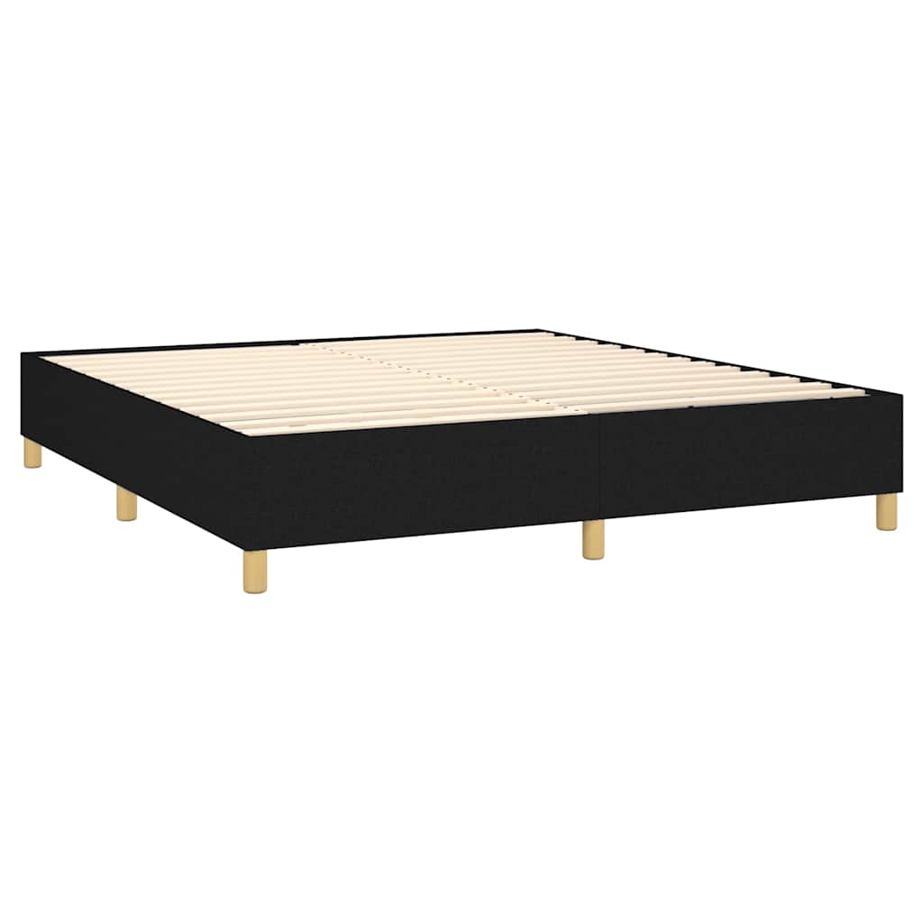 Letto a Molle con Materasso e LED Nero 160x200 cm in Tessuto | homemem39