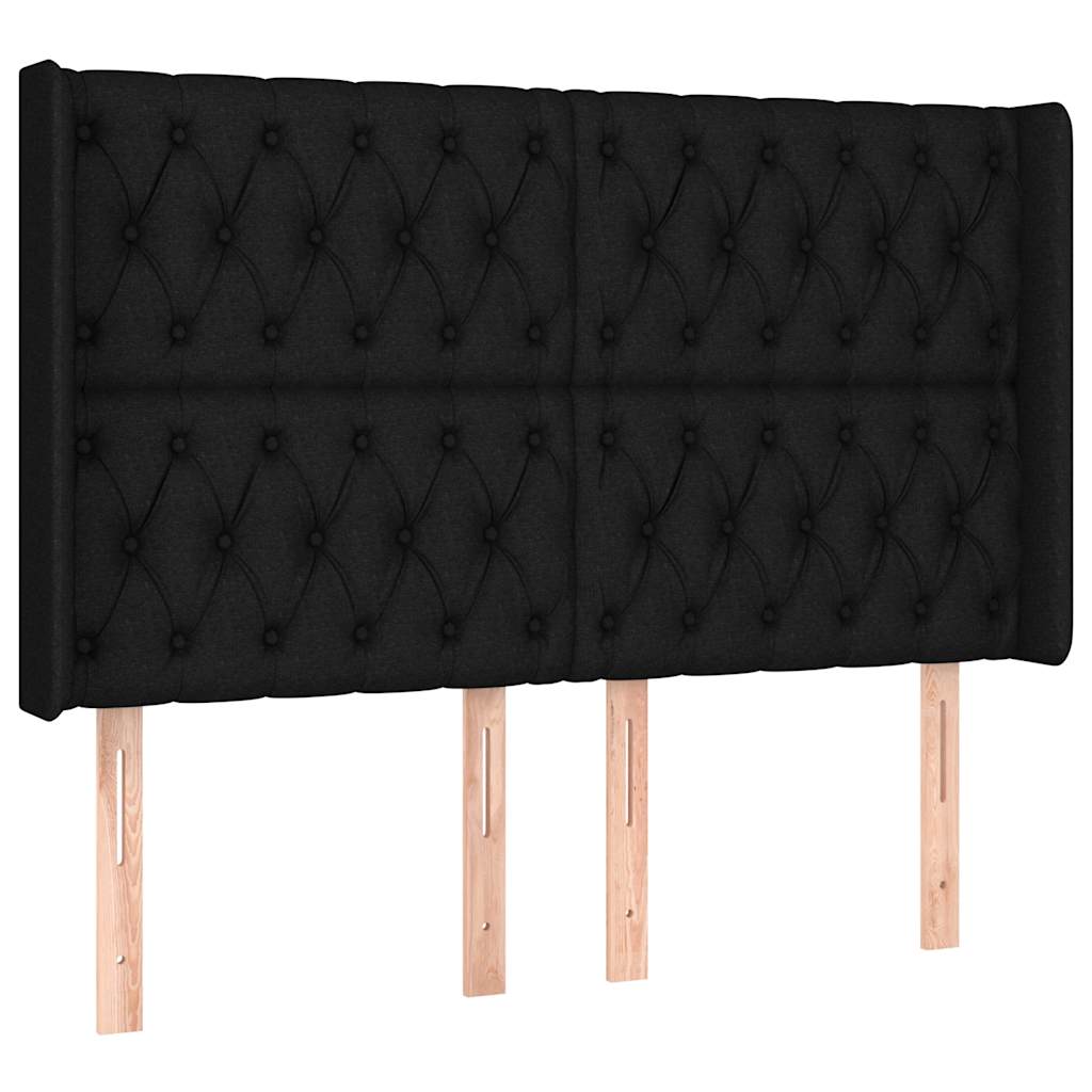 Letto a Molle con Materasso e LED Nero 160x200 cm in Tessuto | homemem39