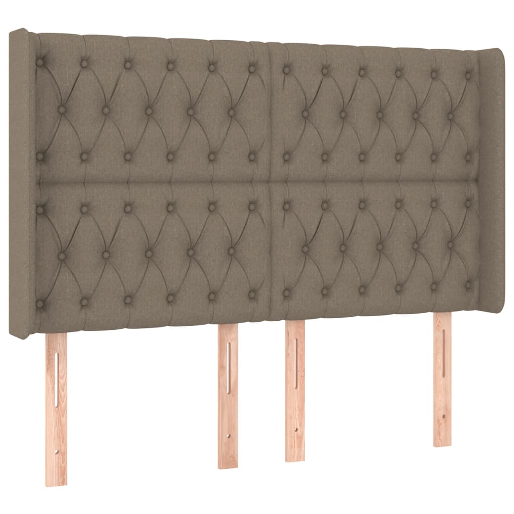 Letto a Molle con Materasso e LED Tortora 160x200 cm in Tessuto | homemem39