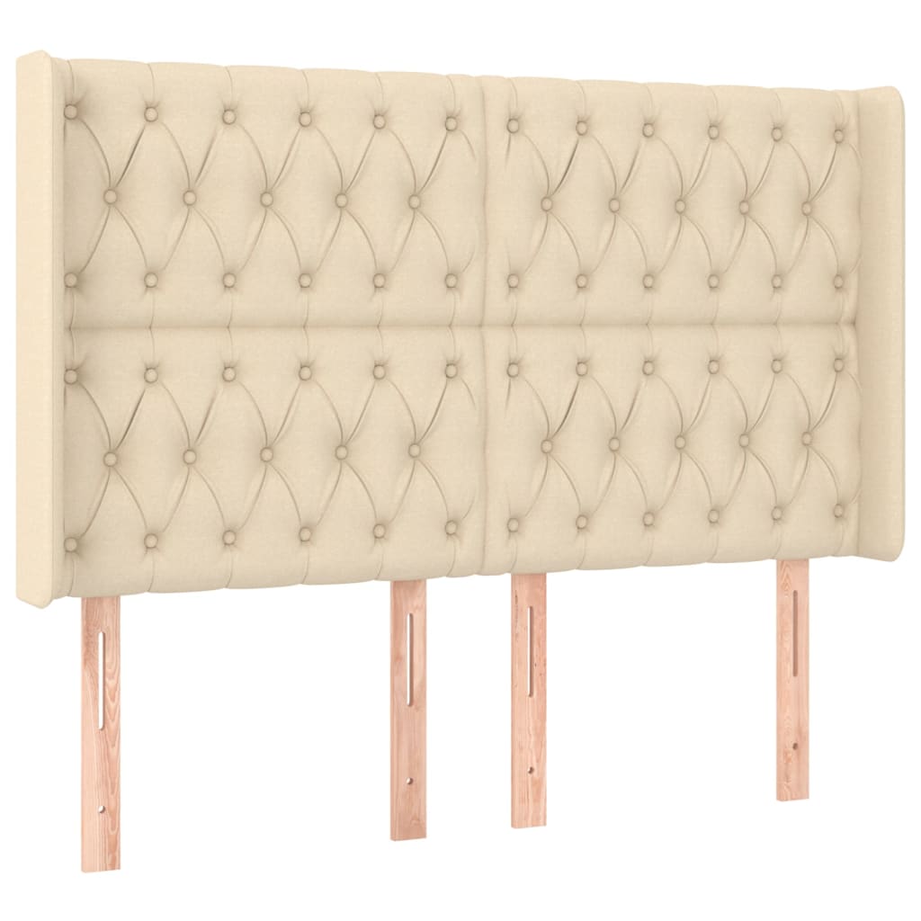 Letto a Molle con Materasso e LED Crema 160x200 cm in Tessuto