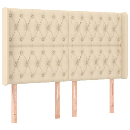 Letto a Molle con Materasso e LED Crema 160x200 cm in Tessuto