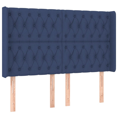 Letto a Molle con Materasso e LED Blu 160x200 cm in Tessuto