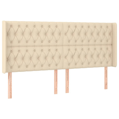 Letto a Molle con Materasso e LED Crema 180x200 cm in Tessuto