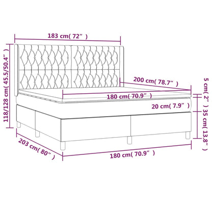 Letto a Molle con Materasso e LED Crema 180x200 cm in Tessuto