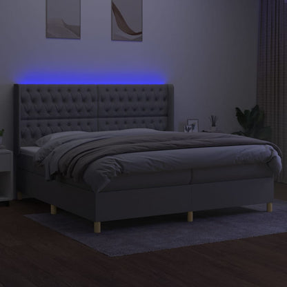 Letto a Molle Materasso e LED Grigio Chiaro 200x200 cm Tessuto - homemem39