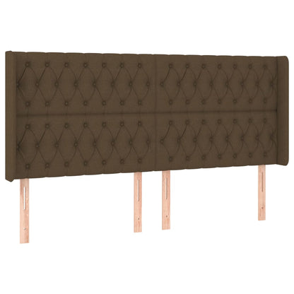 Letto a Molle Materasso e LED Marronescuro 200x200cm in Tessuto