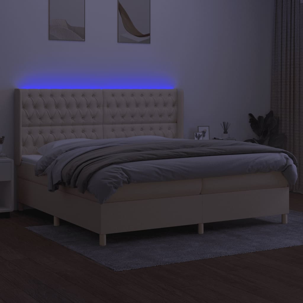 Letto a Molle Materasso e LED bianco 200x200cm in Tessuto - homemem39