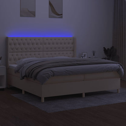 Letto a Molle Materasso e LED bianco 200x200cm in Tessuto - homemem39