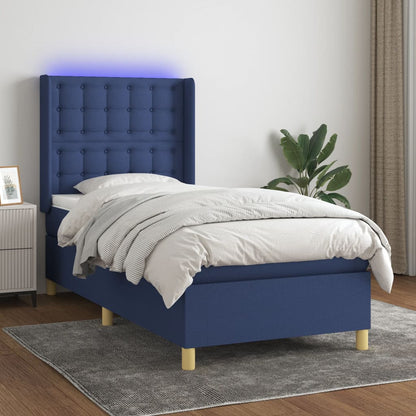 Letto a Molle con Materasso e LED Blu 80x200 cm in Tessuto | homemem39