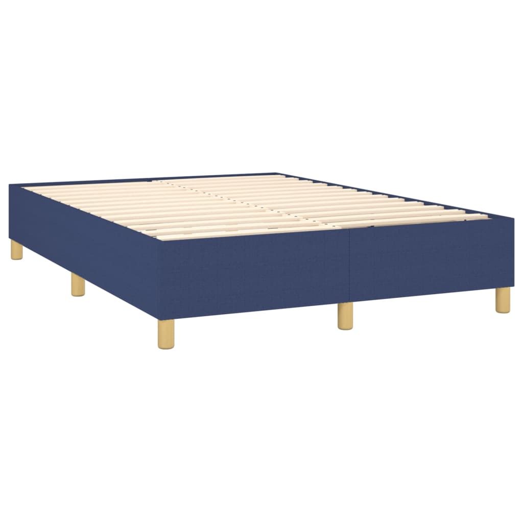 Letto a Molle con Materasso e LED Blu 140x190 cm in Tessuto | homemem39