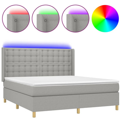 Letto a Molle Materasso e LED Grigio Chiaro 160x200 cm Tessuto - homemem39