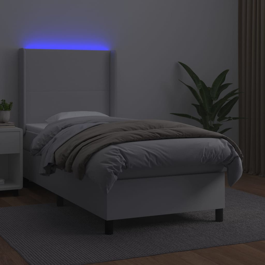 Giroletto Molle con Materasso e LED Bianco 100x200cm Similpelle - homemem39