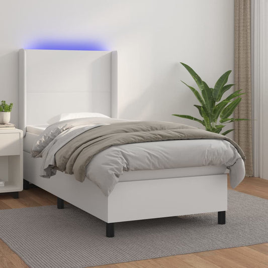 Giroletto Molle con Materasso e LED Bianco 100x200cm Similpelle - homemem39