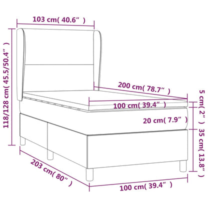Giroletto a Molle con Materasso e LED Crema 100x200 cm