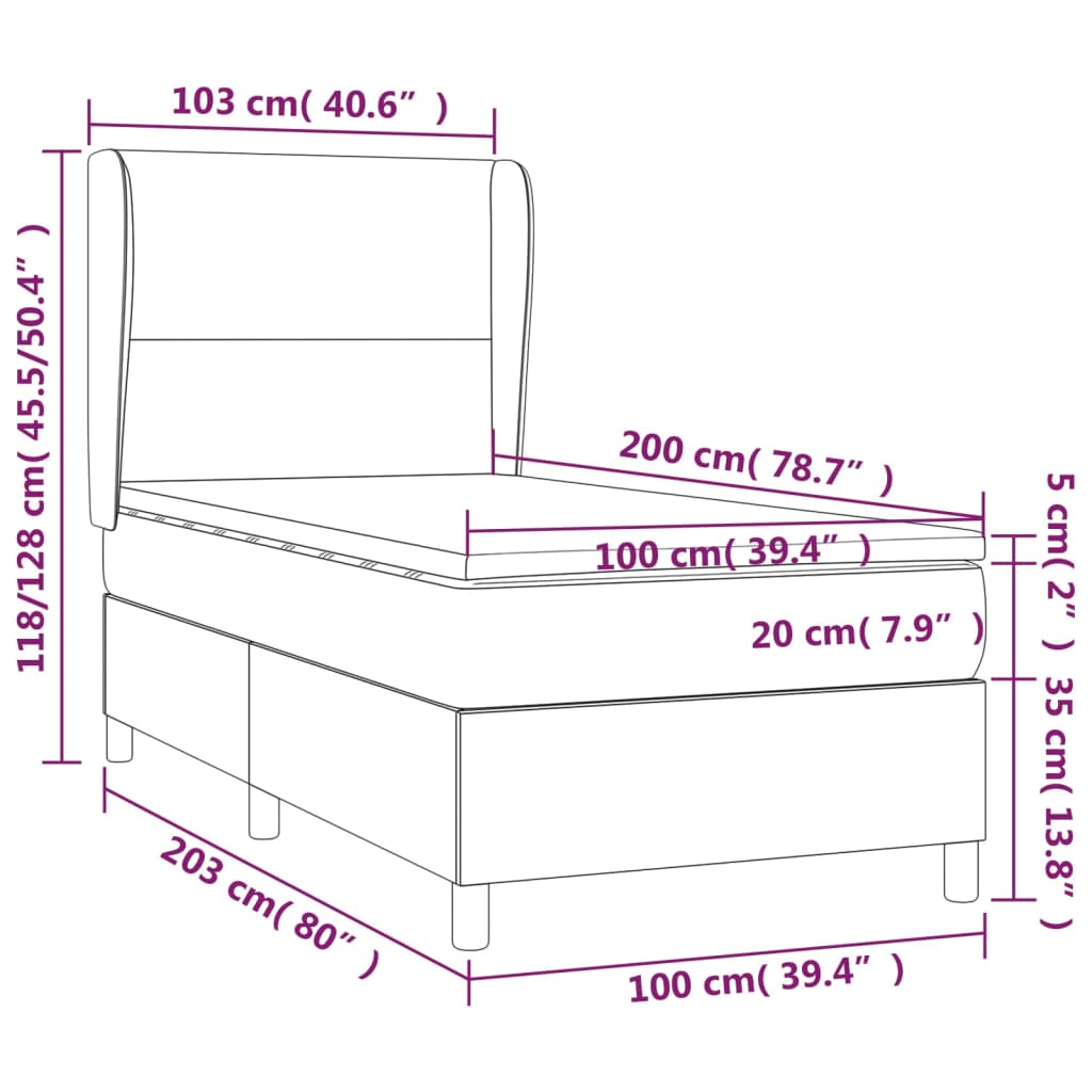Giroletto Molle Materasso e LED Cappuccino 100x200cm Similpelle - homemem39