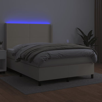 Giroletto a Molle con Materasso e LED Crema 140x200 cm | homemem39