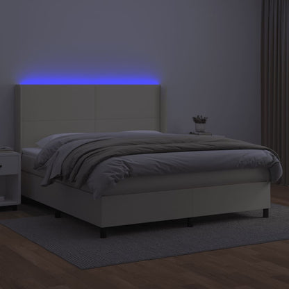 Giroletto a Molle con Materasso e LED Crema 180x200 cm | homemem39