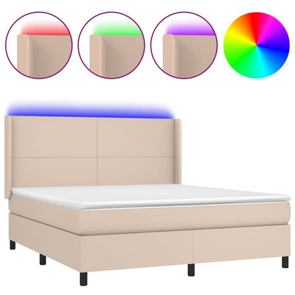 Giroletto Molle Materasso e LED Cappuccino Similpelle