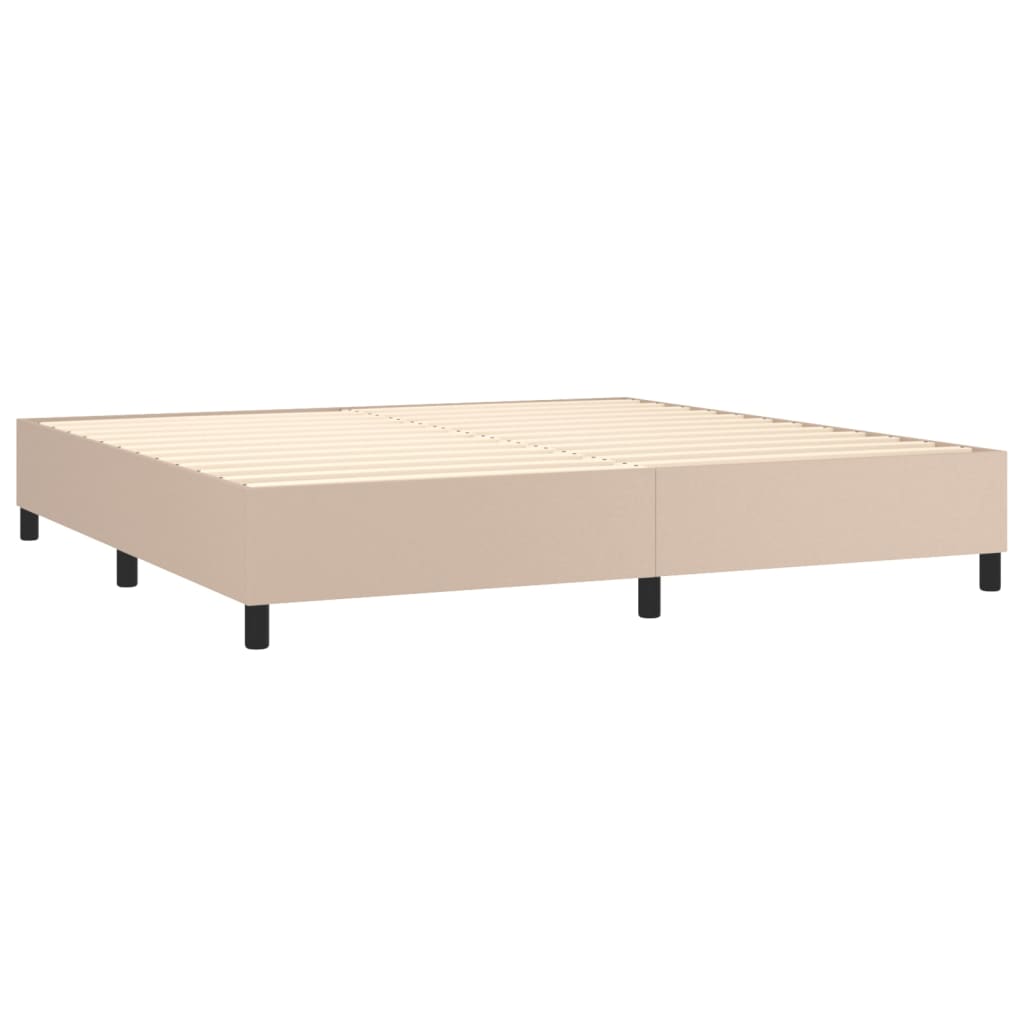 Giroletto Molle Materasso e LED Cappuccino 200x200cm Similpelle