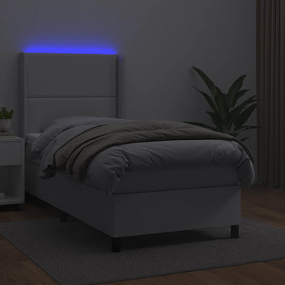 Giroletto Molle con Materasso e LED Bianco 90x200 cm Similpelle