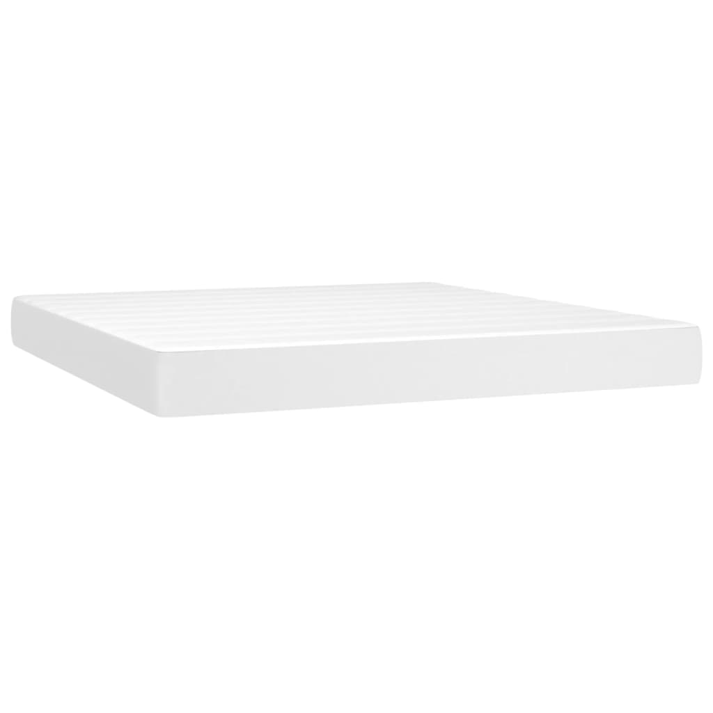 Giroletto Molle con Materasso e LED Bianco 160x200cm Similpelle