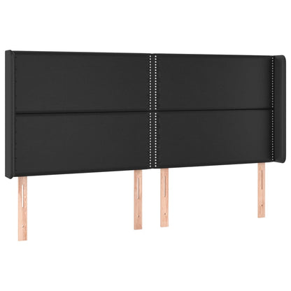 Giroletto a Molle con Materasso e LED Nero 180x200cm Similpelle