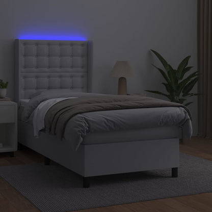 Giroletto Molle con Materasso e LED Bianco 100x200cm Similpelle