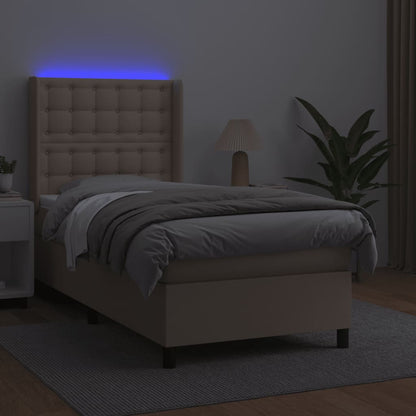 Giroletto Molle Materasso e LED Cappuccino 100x200cm Similpelle
