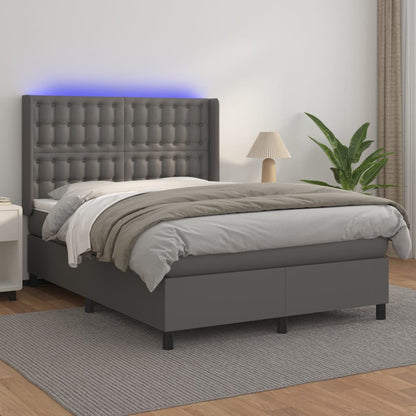 Giroletto Molle con Materasso e LED Grigio 140x200cm Similpelle - homemem39
