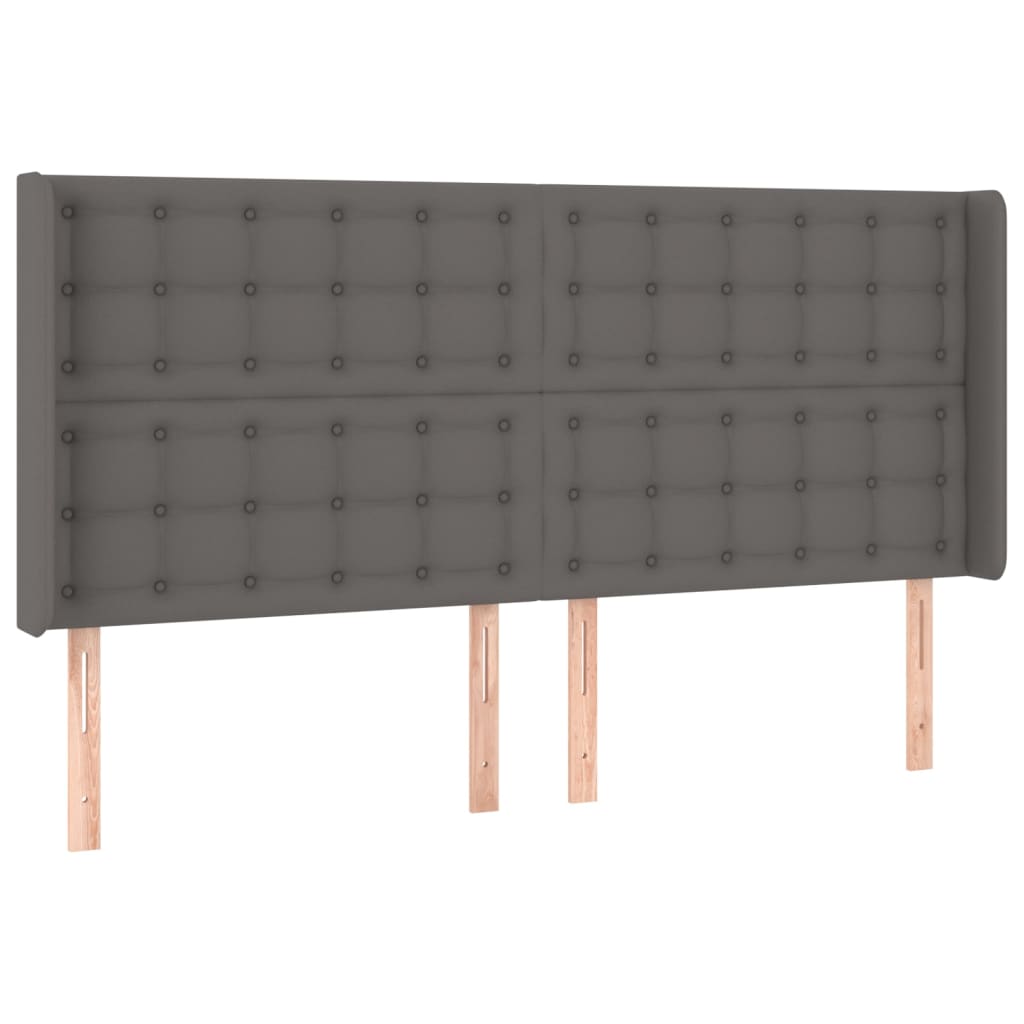 Giroletto Molle con Materasso e LED Grigio 160x200cm Similpelle | homemem39