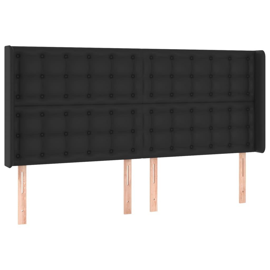 Giroletto a Molle con Materasso e LED Nero 200x200cm Similpelle