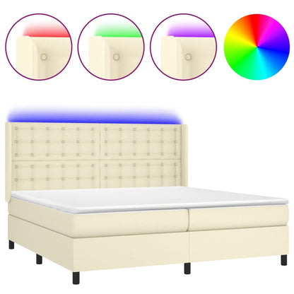 Giroletto a Molle con Materasso e LED Crema 200x200 cm | homemem39