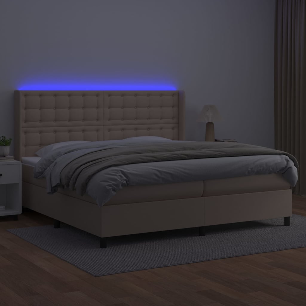 Giroletto Molle Materasso e LED Cappuccino Similpelle