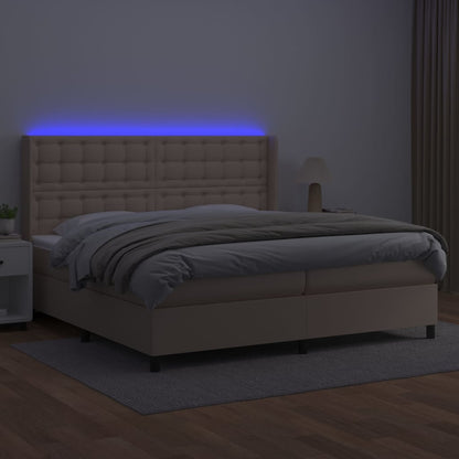 Giroletto Molle Materasso e LED Cappuccino Similpelle