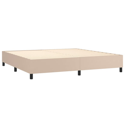 Giroletto Molle Materasso e LED Cappuccino 200x200cm Similpelle