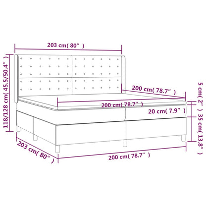 Giroletto Molle Materasso e LED Cappuccino 200x200cm Similpelle