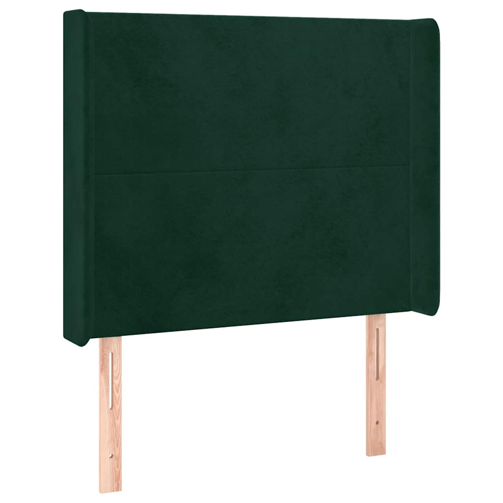 Letto a Molle con Materasso e LED Verde Scuro 80x200cm Velluto