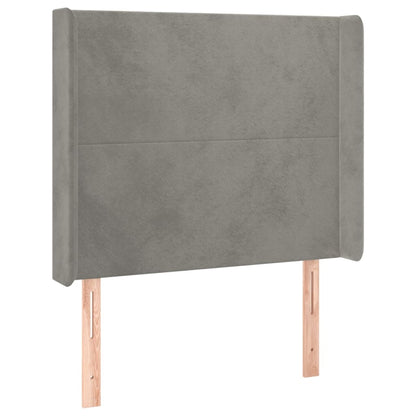 Letto a Molle Materasso e LED Grigio Chiaro 90x190 cm Velluto