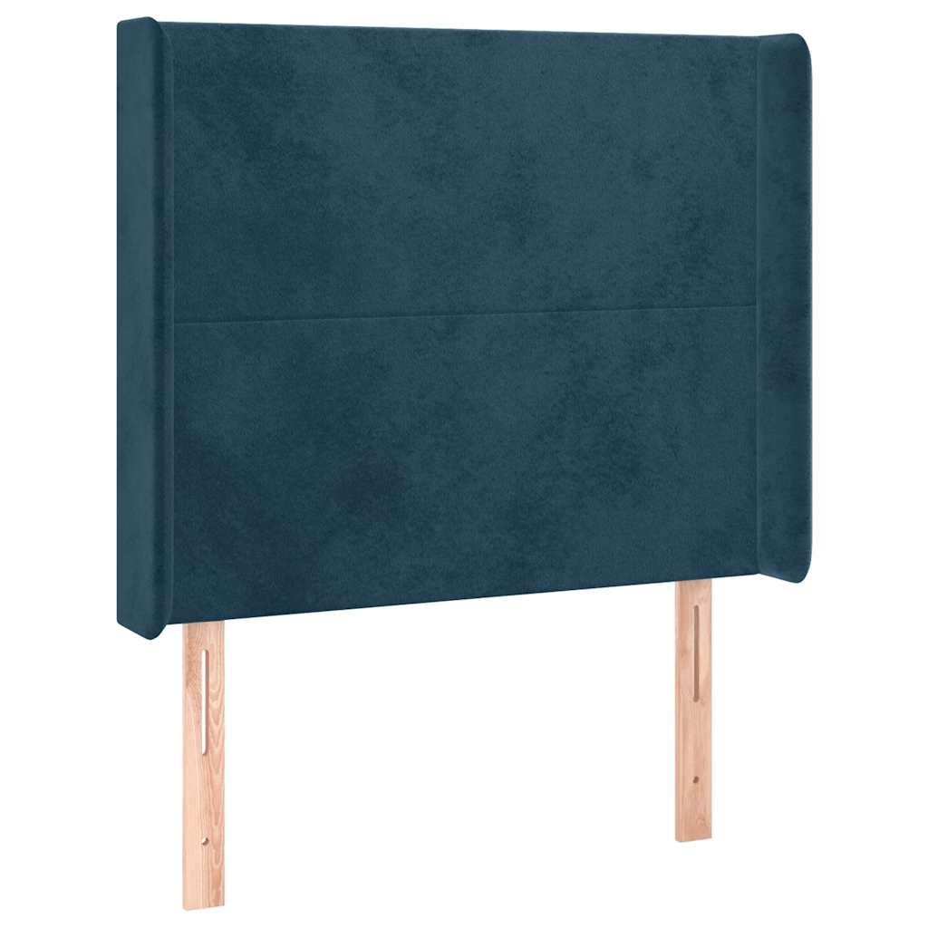 Letto a Molle con Materasso e LED Blu Scuro 90x190cm in Velluto