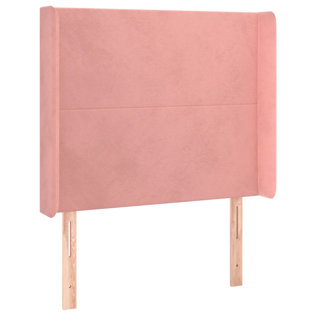 Letto a Molle con Materasso e LED Rosa 90x190 cm in Velluto