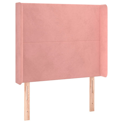 Letto a Molle con Materasso e LED Rosa 90x190 cm in Velluto
